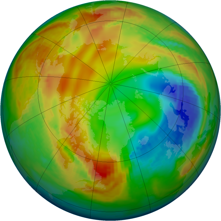 Arctic ozone map for 28 January 1992
